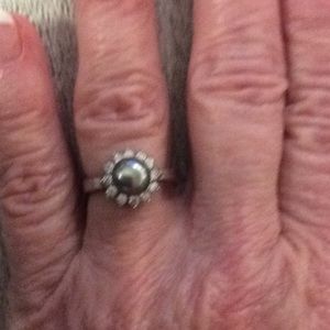 Sterling silver 925 gray pearl ring